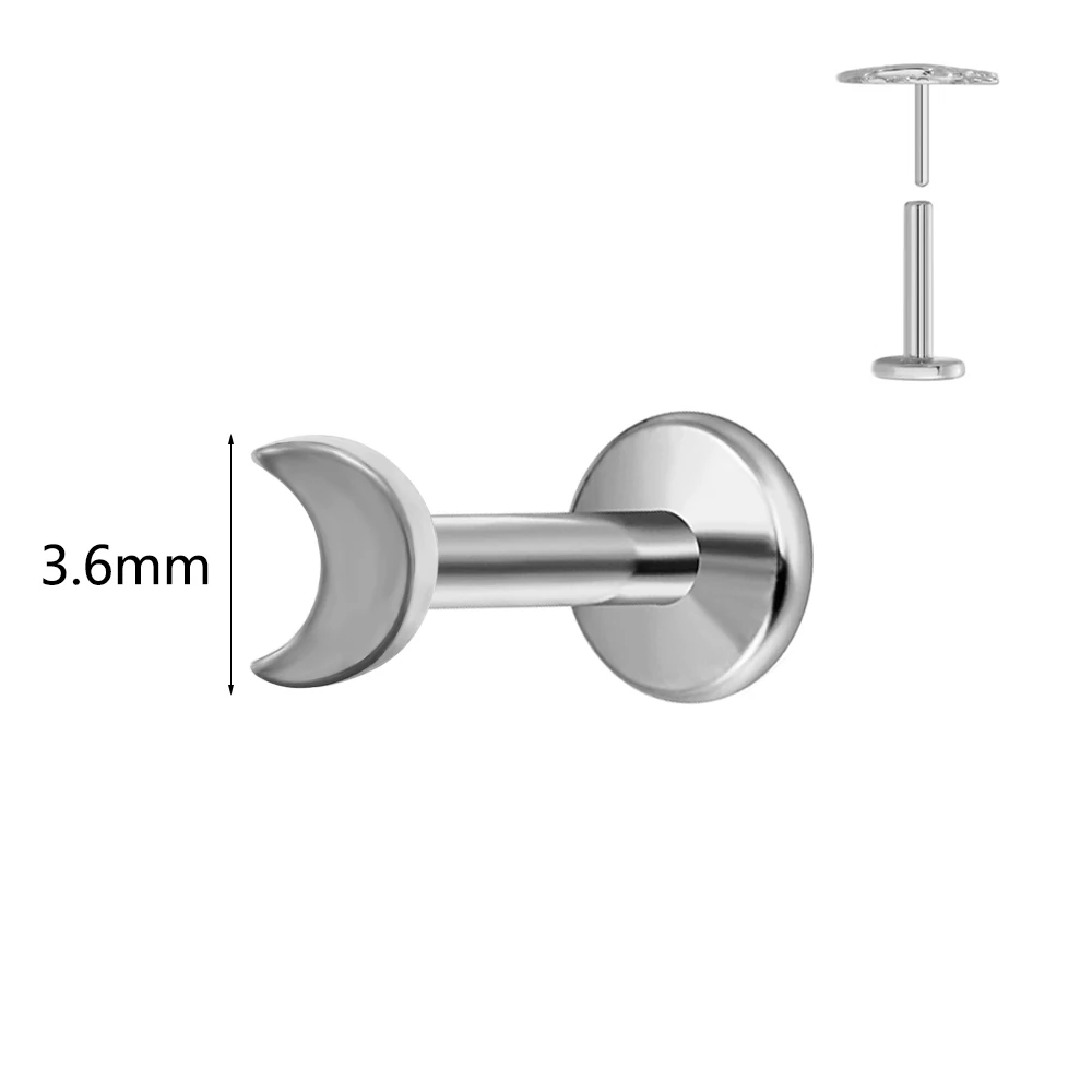 Women's Titanium Opal Moon Push In Branch Earring Stud