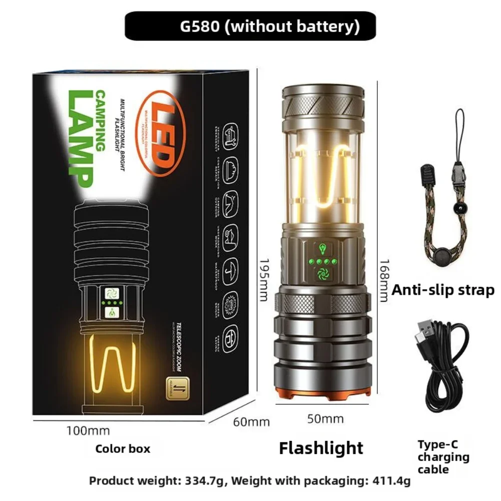 Camping Flashlight With 11 Modes Rechargeable Waterproof Portable High Lumens Flashlight For Outdoor Travel And Use
