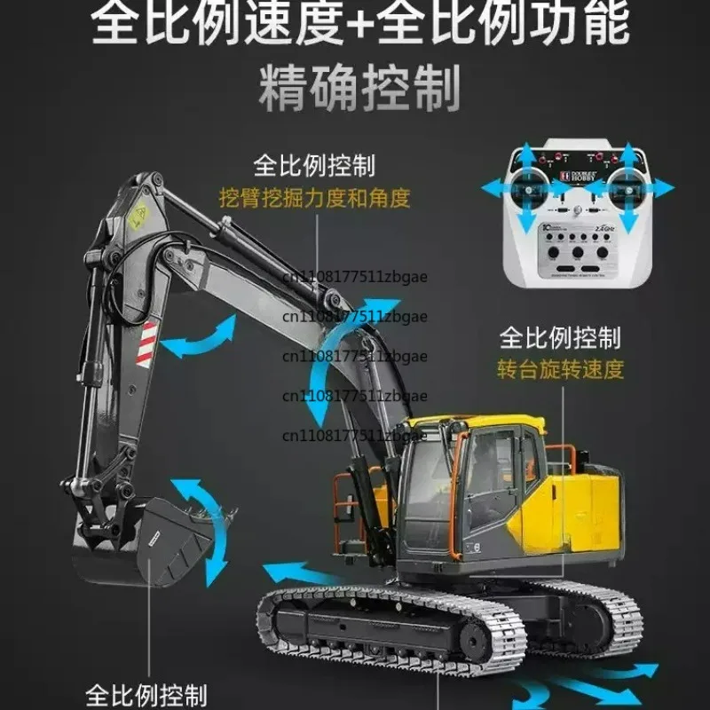 For Boys E010-001 1/14 RC Electric Excavator Model  Full Metal Tracked Remote Control Car
