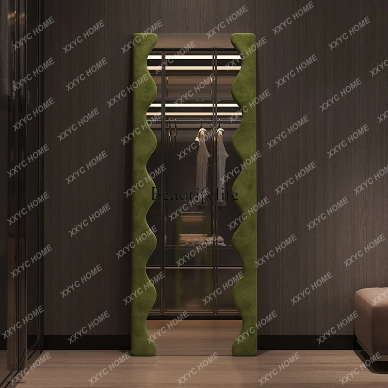 

Rose red retro full body mirror bedroom living room floor mirror oversized clothing store American senior