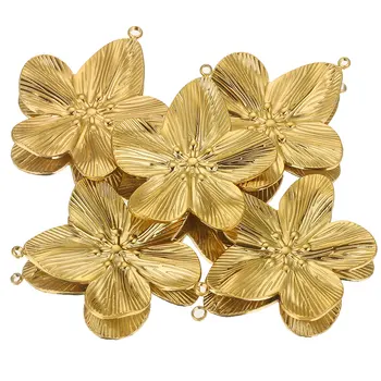 5 ピース/ロットステンレス鋼チャーム大輪の花チャーム PVD ゴールドメッキ金属イヤリングネックレスブレスレットジュエリーメイキング卸売バルク