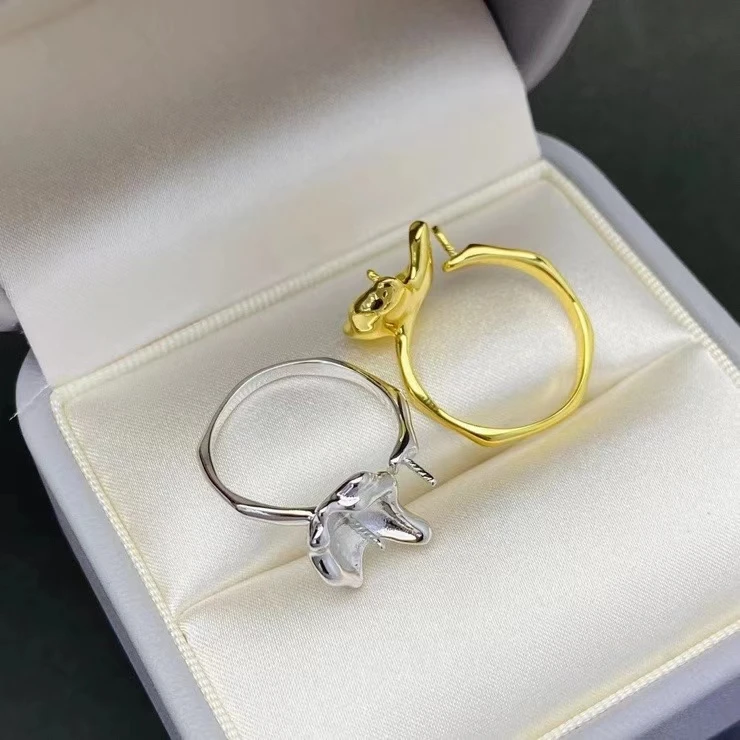 Gorgeous 925 Sterling Silver Adjustable Ring Mount Settings Findings Mountings Accessory Parts for 5-6.5mm Pearls 5pcs/lot