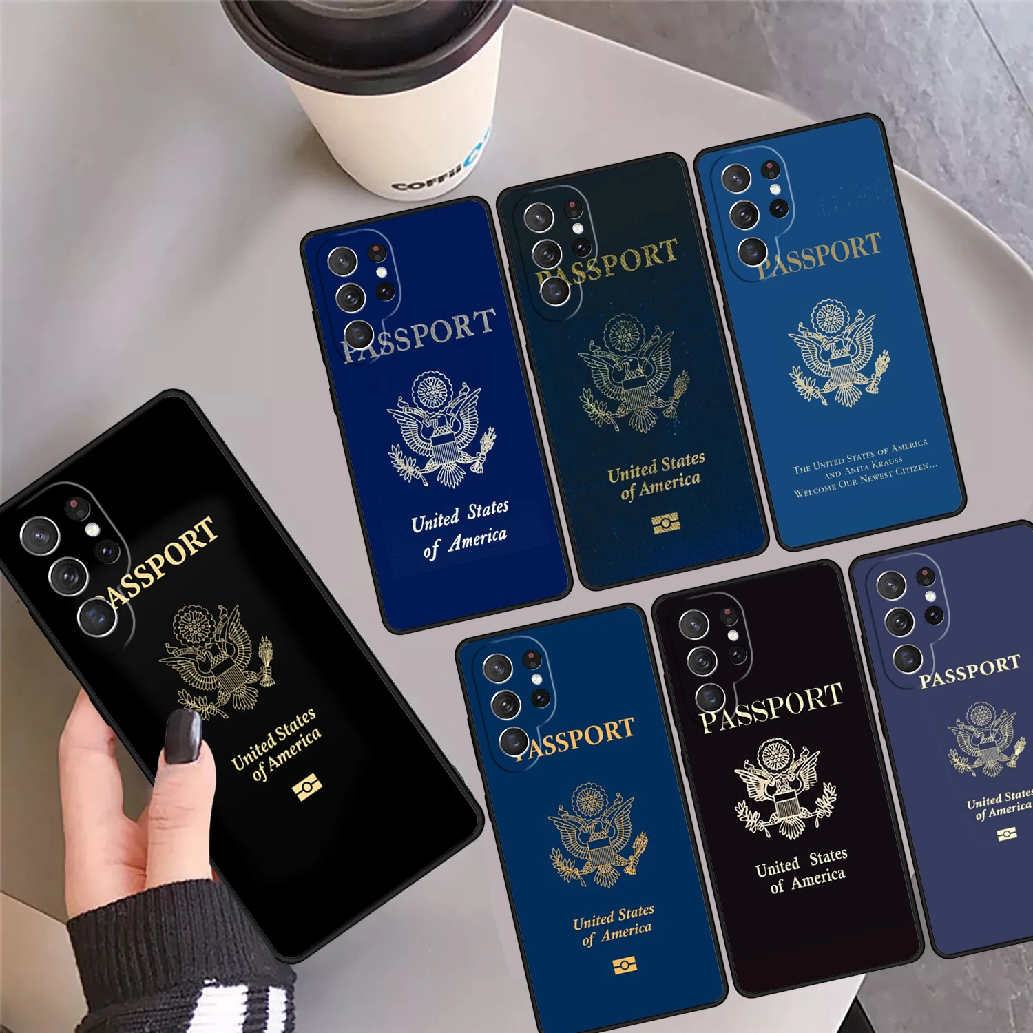 American Passport Phone Case Cover Coque For Samsung Galaxy S24 Ultra 23 S22 Plus S21 FE S20 S8 S9 S10 Note 10 Pro Note 20 Ultra