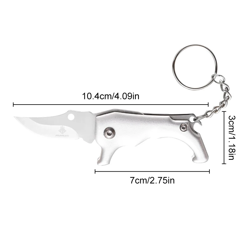 1PC Mini Folding Knife Creative Puppy Shape Keychain Multifunctional Bottle Opener Portable Pocket Knife Self-defense Tools