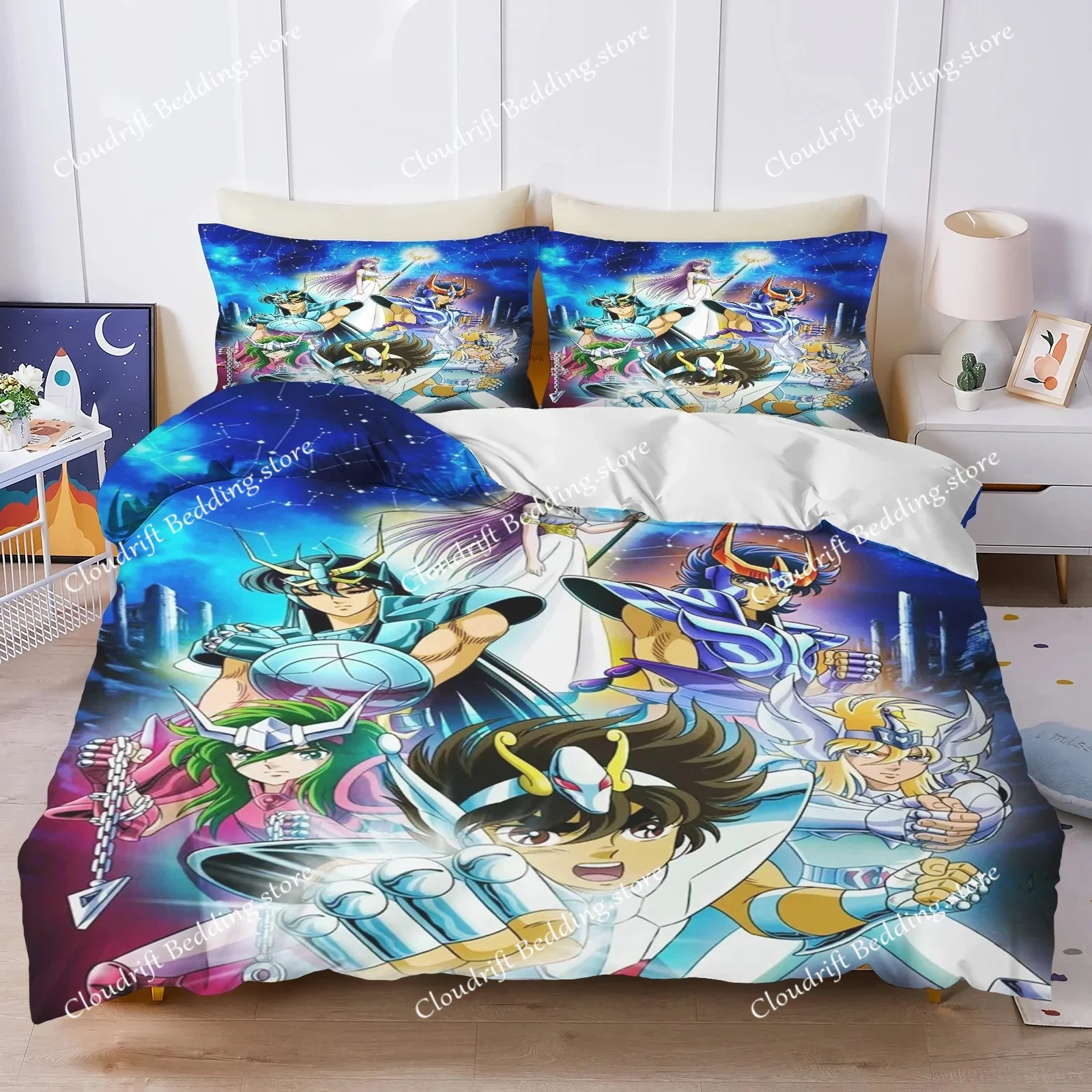 Children Bed Linen Set Quilt Cover Print 100% Polyester Hot-Blooded Anime Decor Comfortable Sets Breathable Bedding for Teenager