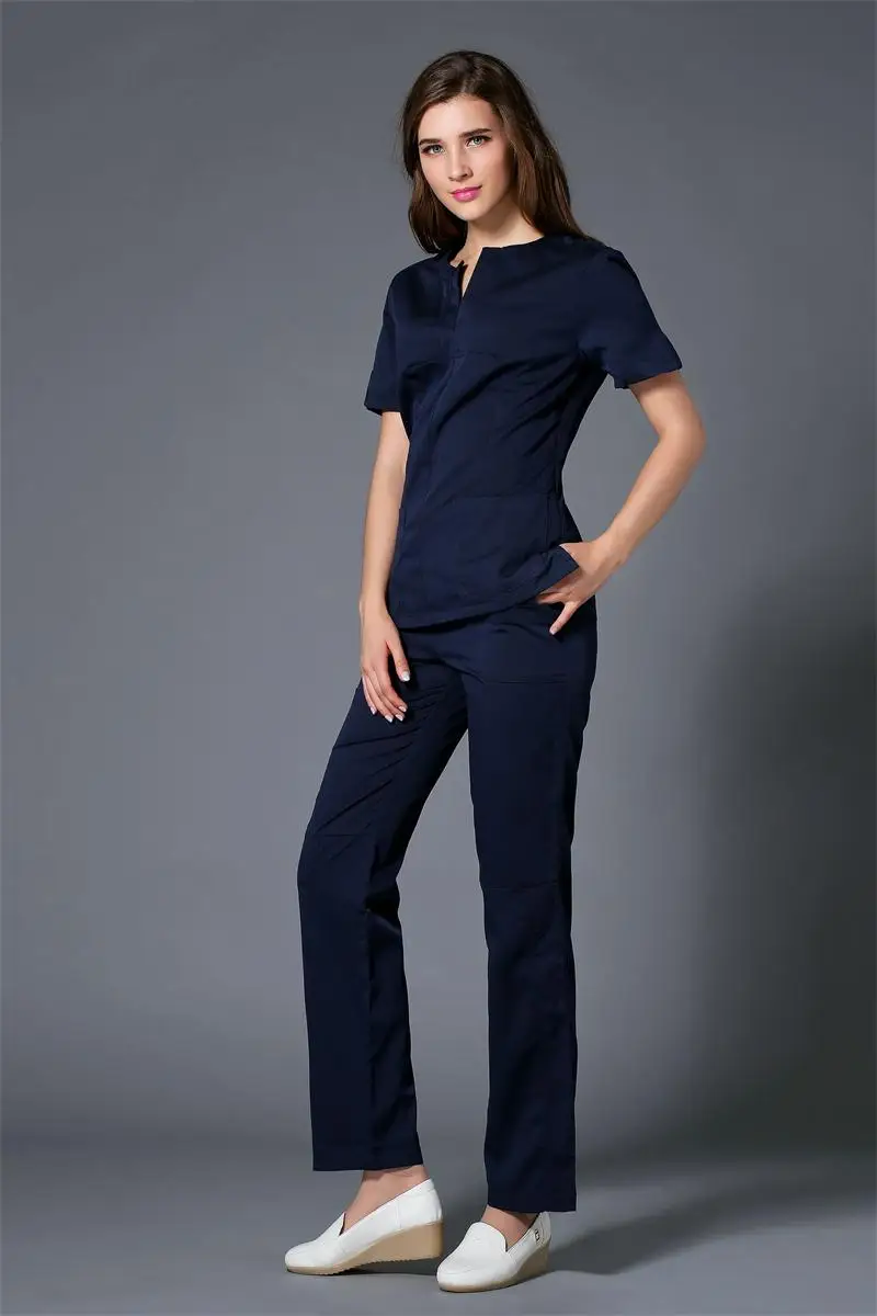 Women's Summer Work Clothes Set Dental Pet Clinic Healthy Beauty Salon Breathable Medical Uniform Doctors Slim Fitted Scrubs