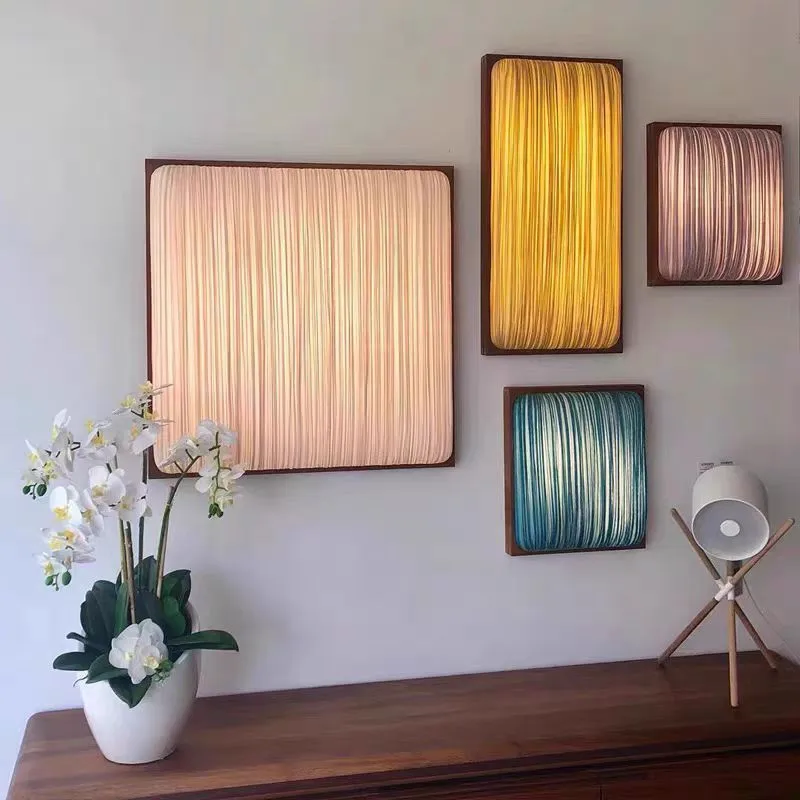 Creative Colourful Handmade Fabric Wall lamp Art square background light Corridor Staircase Bedroom Bedside Combination Lamp