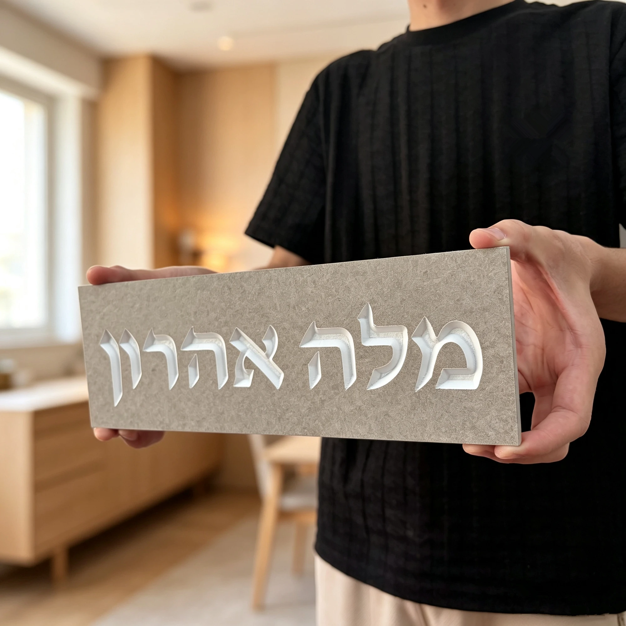 Personalized Family Entrance Sign, House Number Plaque Hebrew, Customized House Sign, Modern Door Sign for Front Door Decoration