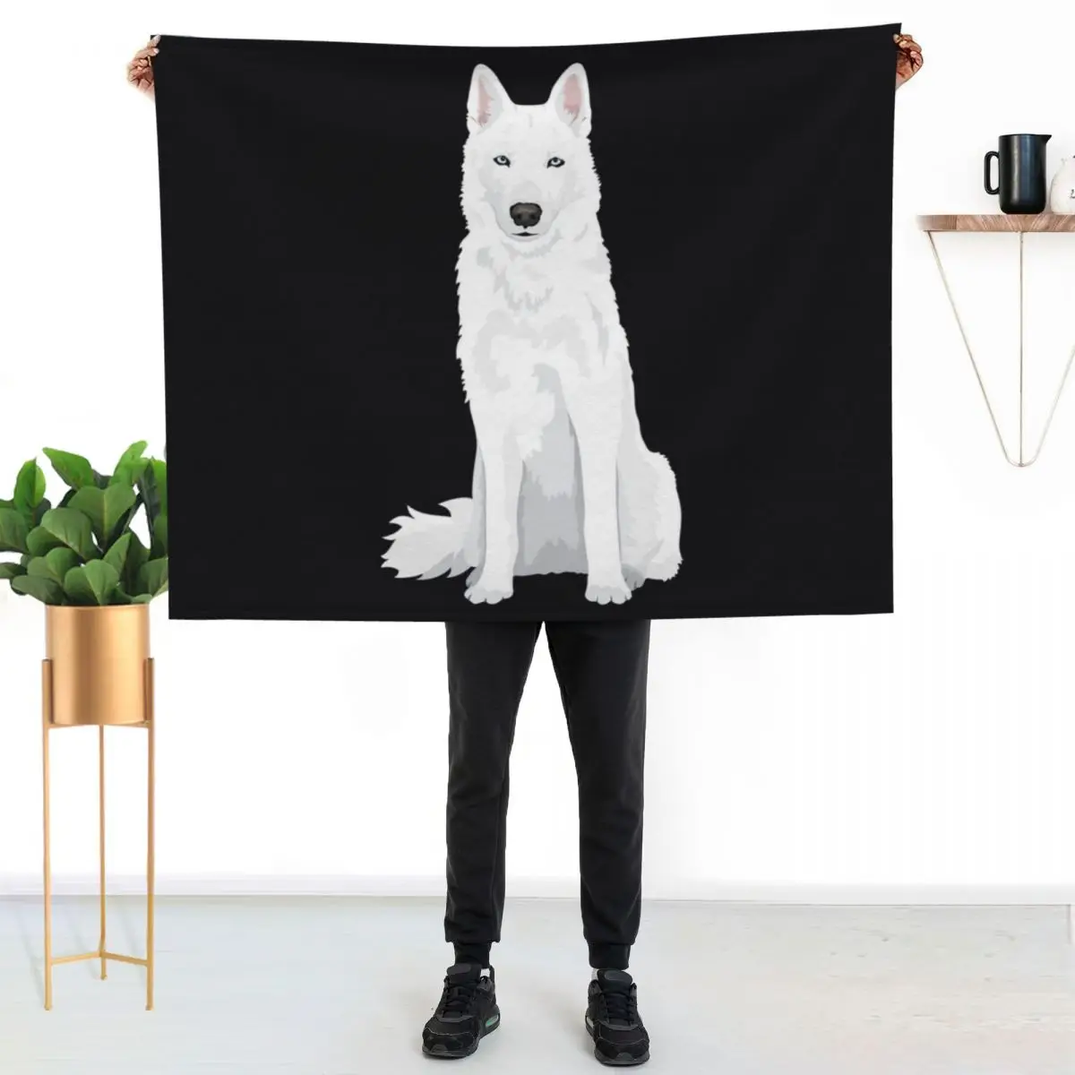 cute white Siberian Husky - sweet white Snow dog Throw Blanket Plush Luxury Thicken Thermal Polar Decorative Sofas Blankets