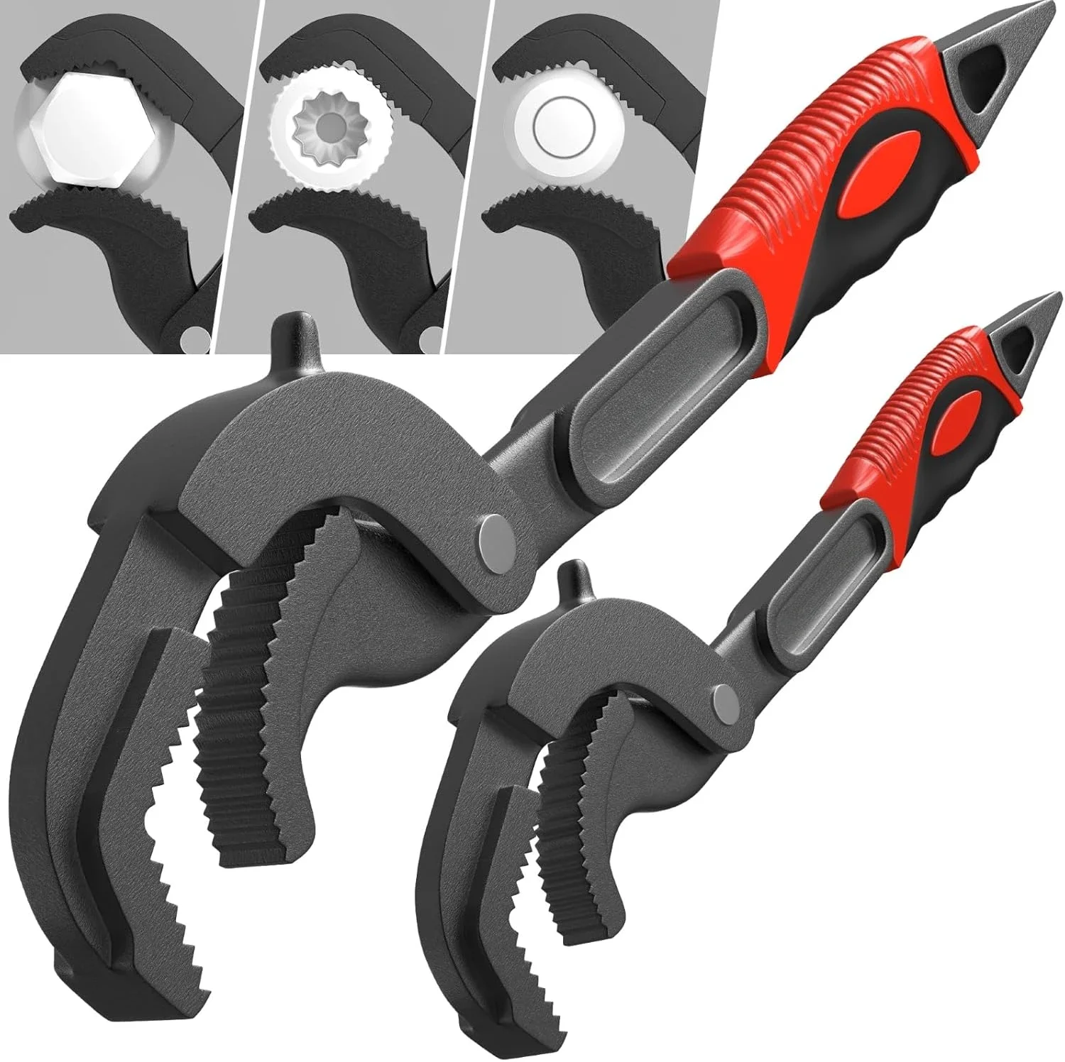 

Adjustable Pipe Wrench Set, 10" & 15" Plumbing Tools for 0.55"-2.48" Nuts, Pipes, Basin Wrench Use