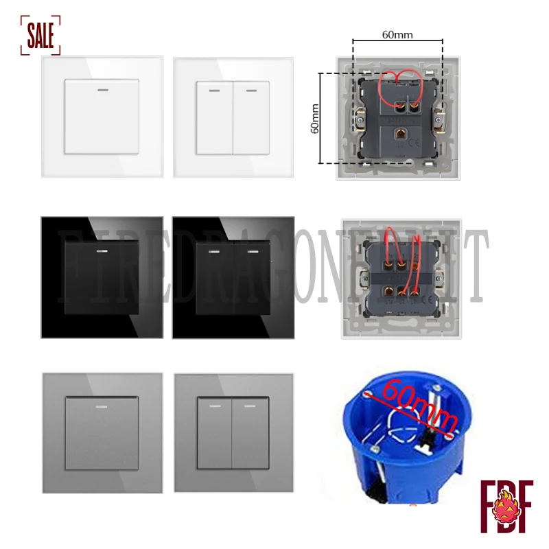 

Выключатель-тумблер 86-го типа, стандарт ЕС, с панелью из закаленного стекла, настенный, 1, 2, 3-клавишный, одинарный, двойной, многоклавишный, для скрытого монтажа, декоративный