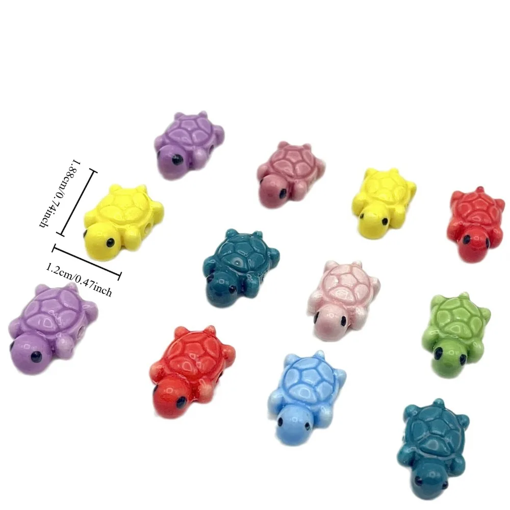 10 pçs artesanal artesanato bonito tartaruga grânulo cor fresca cerâmica espaçador contas soltas pulseira fazendo kit moda