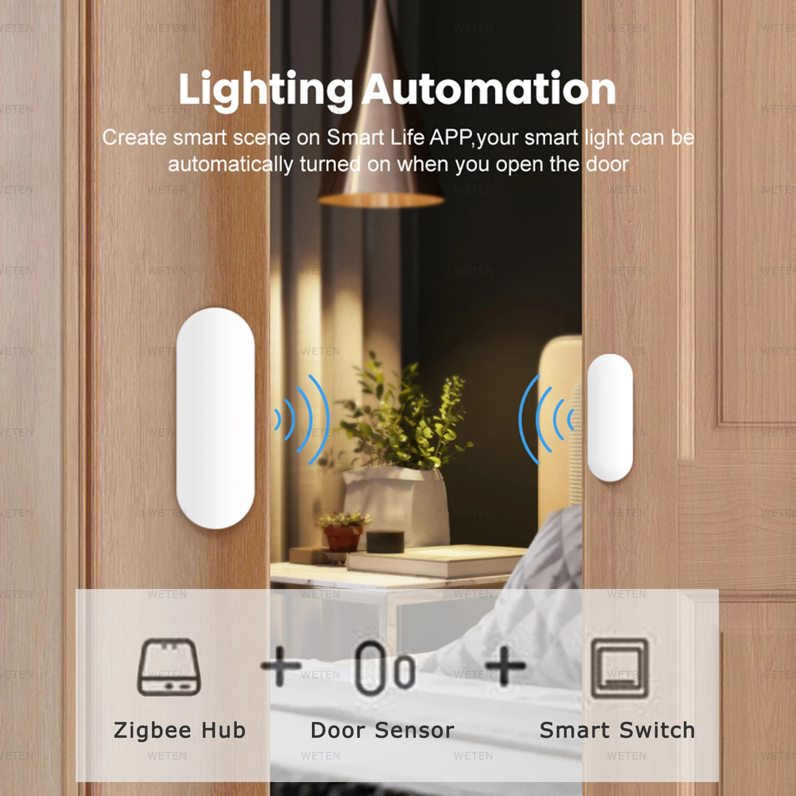 Tuya Zigbee 3.0 Detector Sensor de Abertura Janela Porta, Smart Life App Suporte Home Assistant via Zigbee2mqtt Alarme De Segurança Em Casa