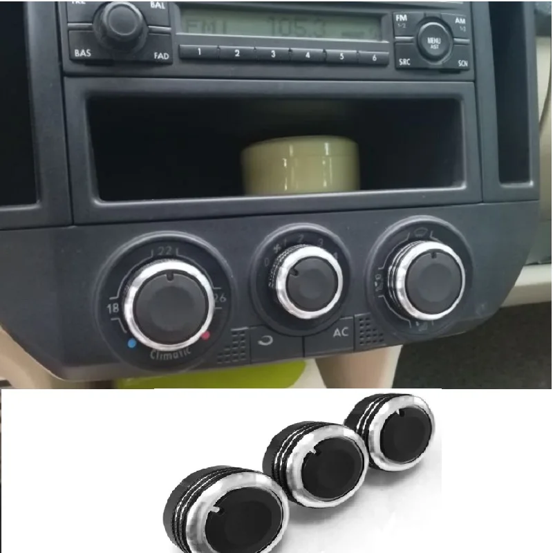 3Pcs Car Air Conditioning heat control Switch knob Aluminum alloy air conditioning knob AC Knob For Volkswagen VW POLO 2014-2017