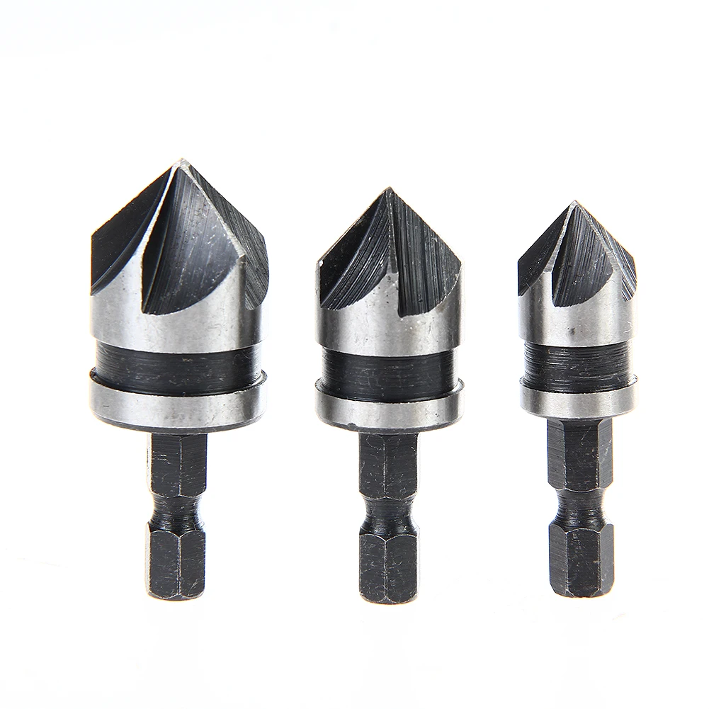 

12/16/19mm Hex Countersink Chamfer Drill Bit Set Drill Hexagonal Shank Carbon Steel Chip Removing Quick Change For Woodworking