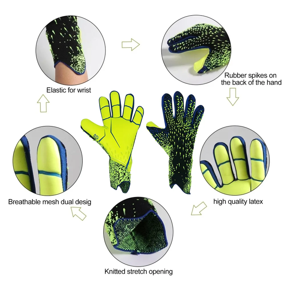 Goalkeeper Gloves Strong Grip for Soccer Goalie Goalkeeper Gloves with Size 6/7/8/9/10 Football Gloves for Kids Youth and Adult