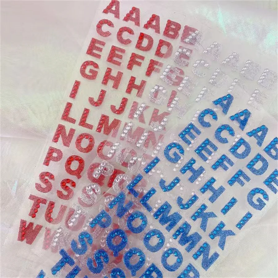 Handmade Bookkeeping Material Decoration Crystal Colored English Letter Stickers Candy Children Learning Diamond Gemstone Sticke