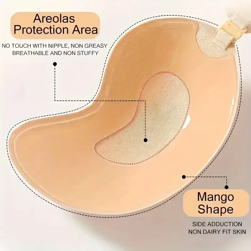 1 Piece Invisible Women Invisible Underwear nubra Breast Patch Three-Color Hypoallergenic Mango Cup bra Silicone Non-Falling Off
