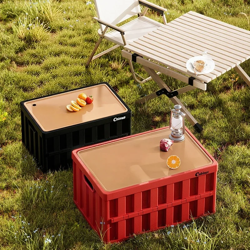 Outdoor camping trip car trunk multi-functional organizer box vehicle bedhead storage folding storage box