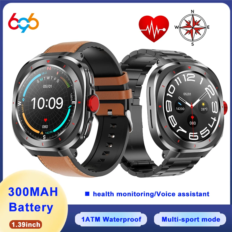 

2025 Smart Health Sports Watches Heart Rate Outdoor Compass Blue Tooth Call Smartwatch 1ATM Waterproof Voice Assistant Bracelet