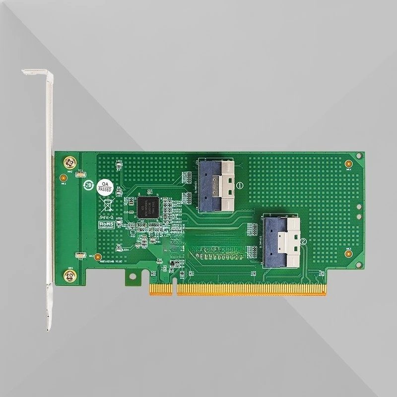 discrete graphics card, external, expansion, extension PCIe 4.0 16x to SlimSAS 8654 baseplate