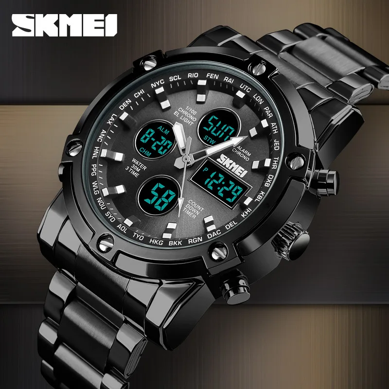 New Stylish and High-End Fashion Men's Watch for Outdoor Sports, Dual Display, Luminous, Waterproof, Multifunctional Electronic Watch, Casual, Simple, Stylish, Cool, Suitable for Young Men, Middle and High School Students, the Best Gift for Him