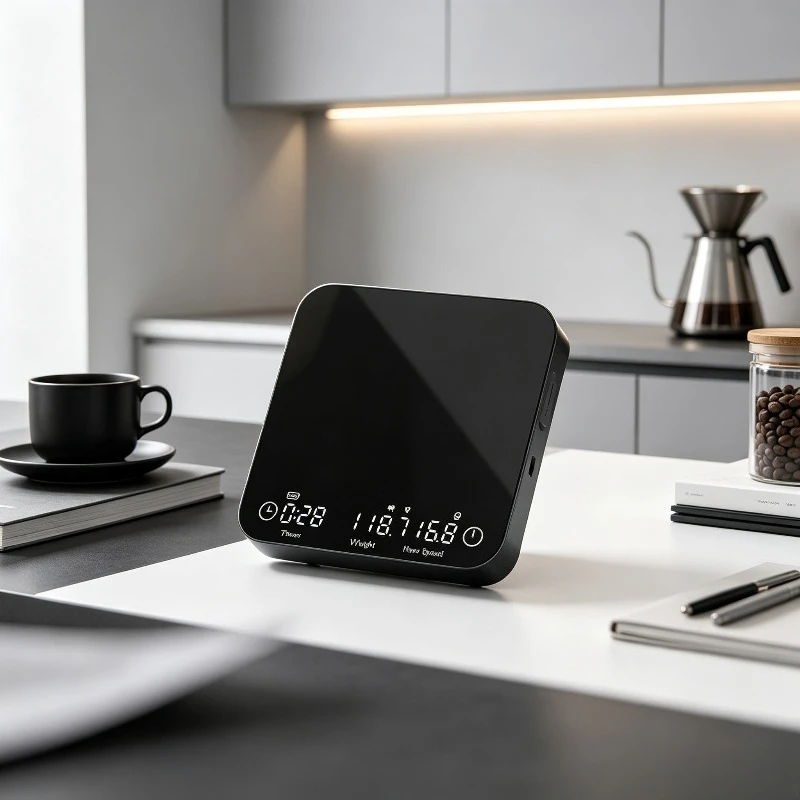 USB Rechargeable Coffee Scale with Timer, 0.1g High Precision Digital Weighing Tool, 3-Segment Display for Espresso Beans.