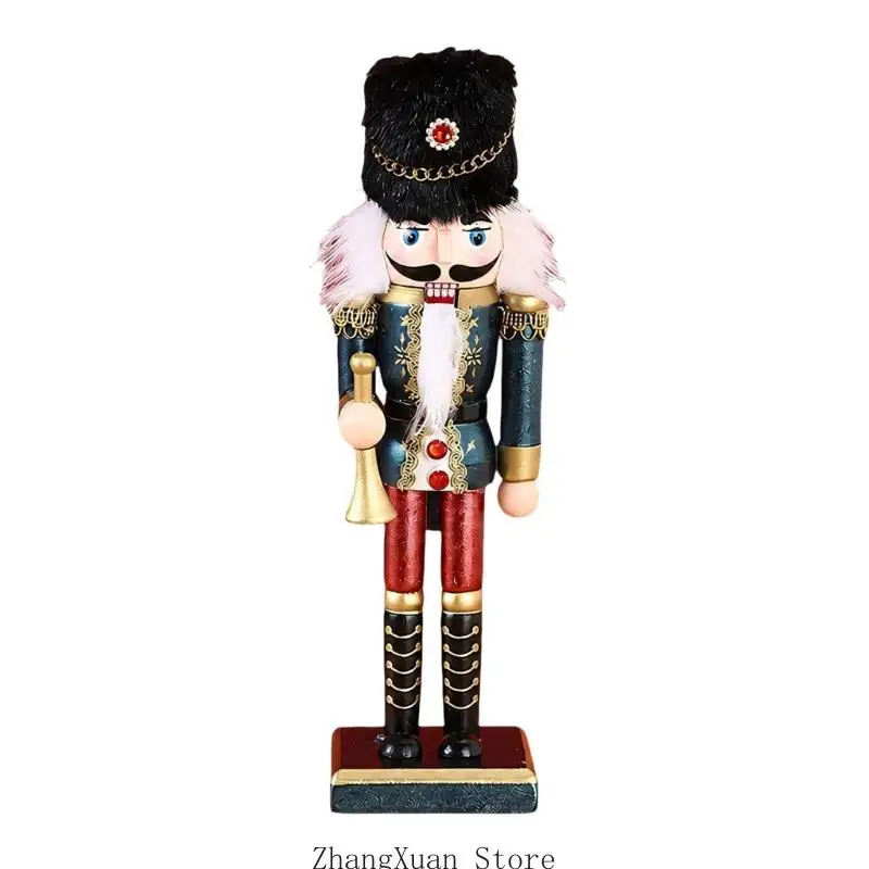 Bunte hölzerne Nussknacker-Soldatenfigur für saisonale Heimdekoration 3XUF – Detail 5