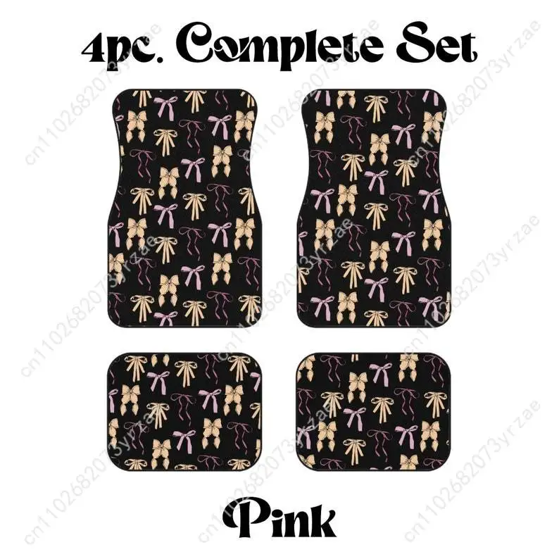 

Red Pink Ribbon 4pcs Universal Car Floor Mats All-Season Fashionable Auto Interio Absorbent Non-Slip Washable Car Floor Mats