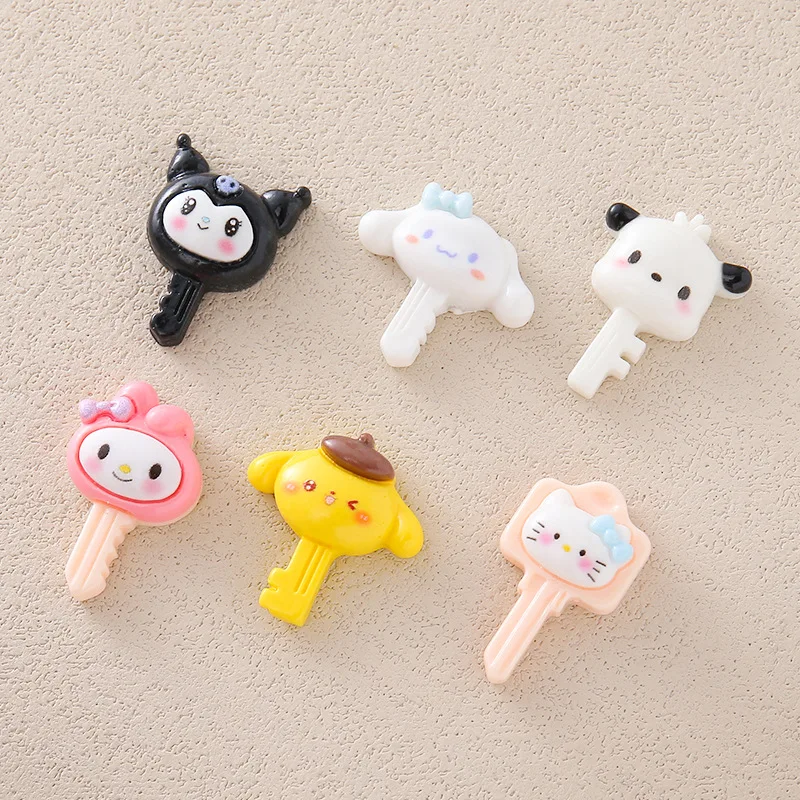 10 pçs/set novo sanrio olá kitty cinnamoroll minha melodia kuromi resina acessórios diy creme cola caso do telefone móvel caixa de armazenamento