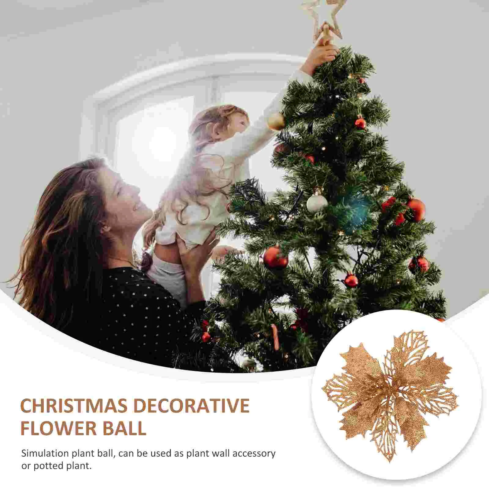 Christmas Wreath Tree Garland Pendant Simulation Flower Hollow Fake Row of Lights Ornament Artificial Flowers Bride