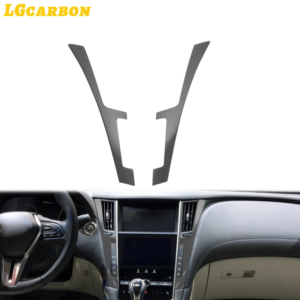 LGcarbon 2PCS Dry Carbon Interior Kits Center Control Side Trims Fit for Infiniti Q50 Add On Style