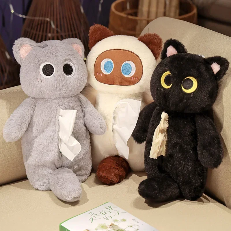 

Creative Cartoon Plush Toy Cats Tissue Box Lovey Stuffed Pencil Case for Students Girls Funny Christmas Gift for Children