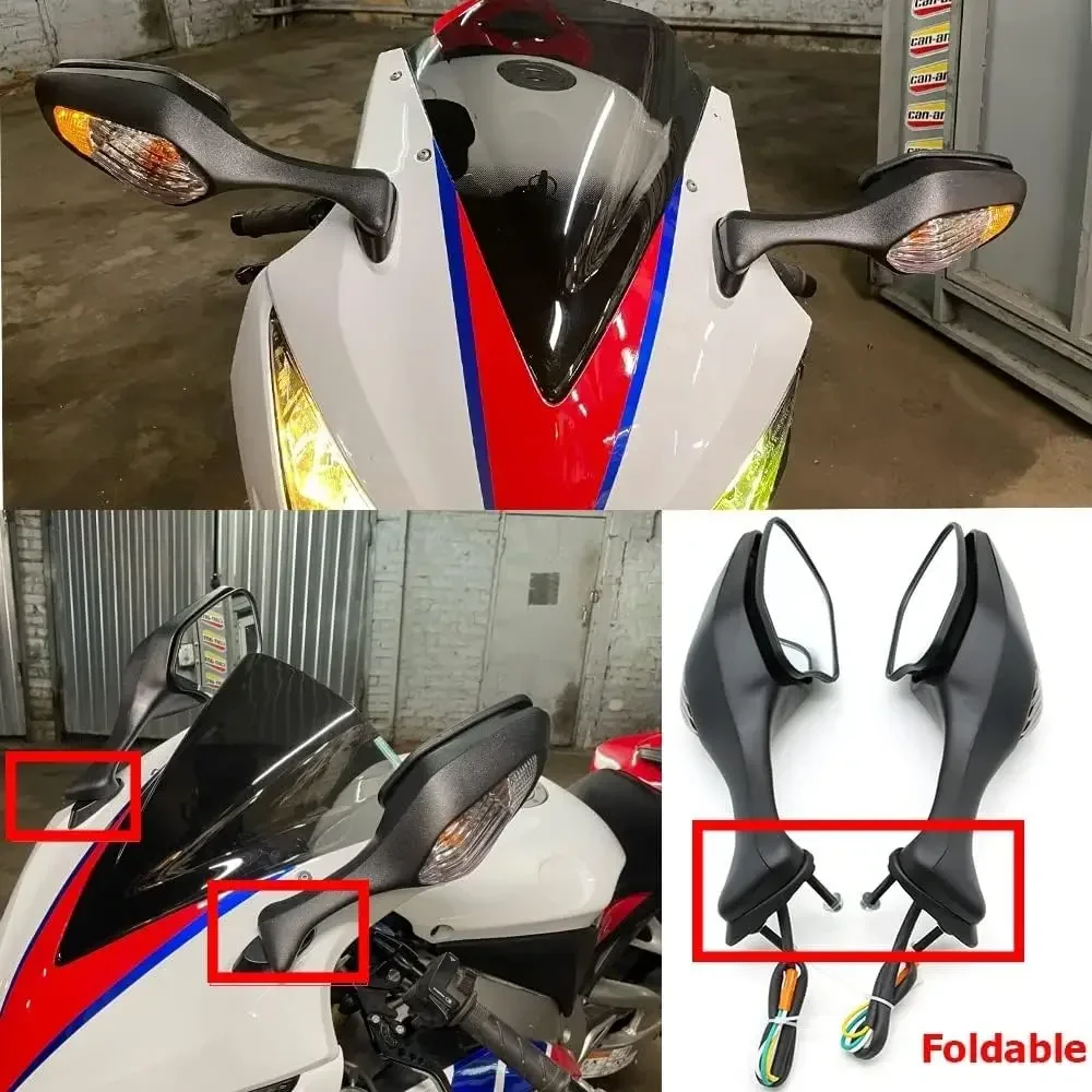 Motorcycle Rear View Side Mirrors with LED Turn Signal Light For Honda CBR1000RR CBR 1000 RR 2008-2016 2009 2010 2011 2012 2013