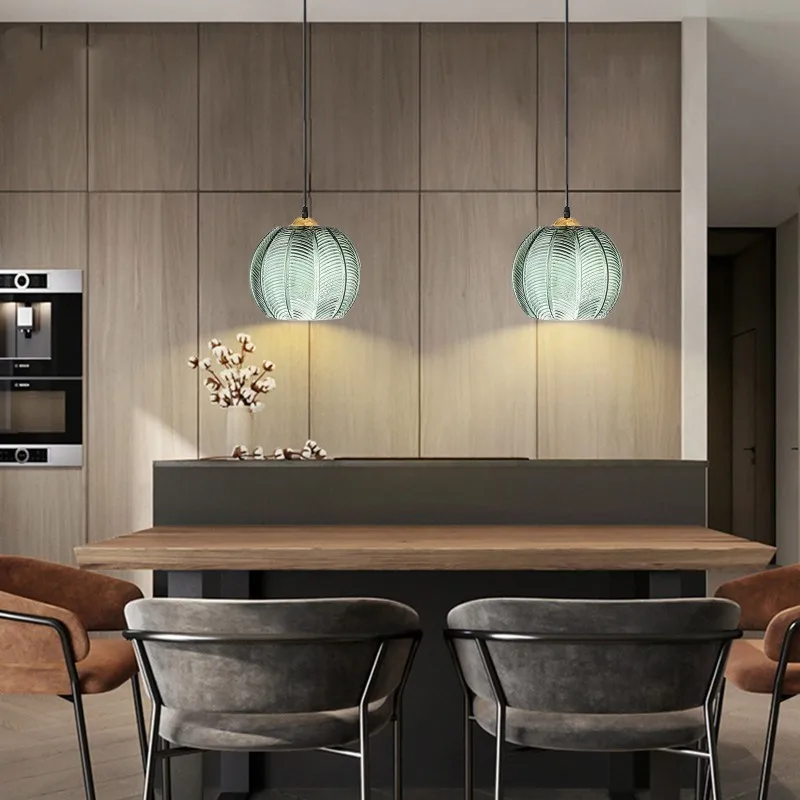 

Modern Glass Pendant Light Green Leaf Pattern Lighting For Living Room Dining Room Hotel Study Bedroom Indoor Decorative Fixture