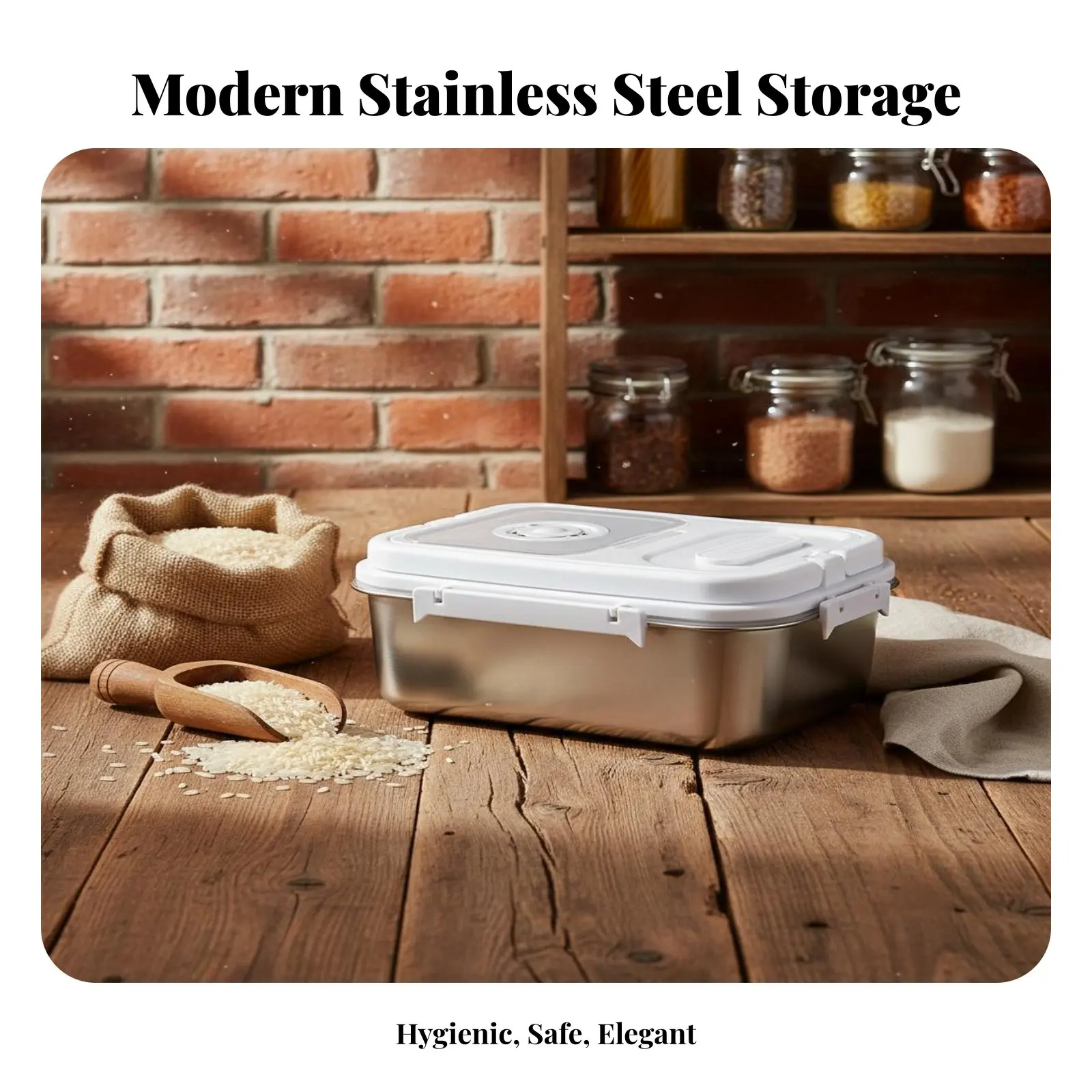 Stainless Steel Rice Bin Moisture-Resistant Pet Food Storage Box Airtight Grain Container Versatile Metal Grain Storage Box view 4