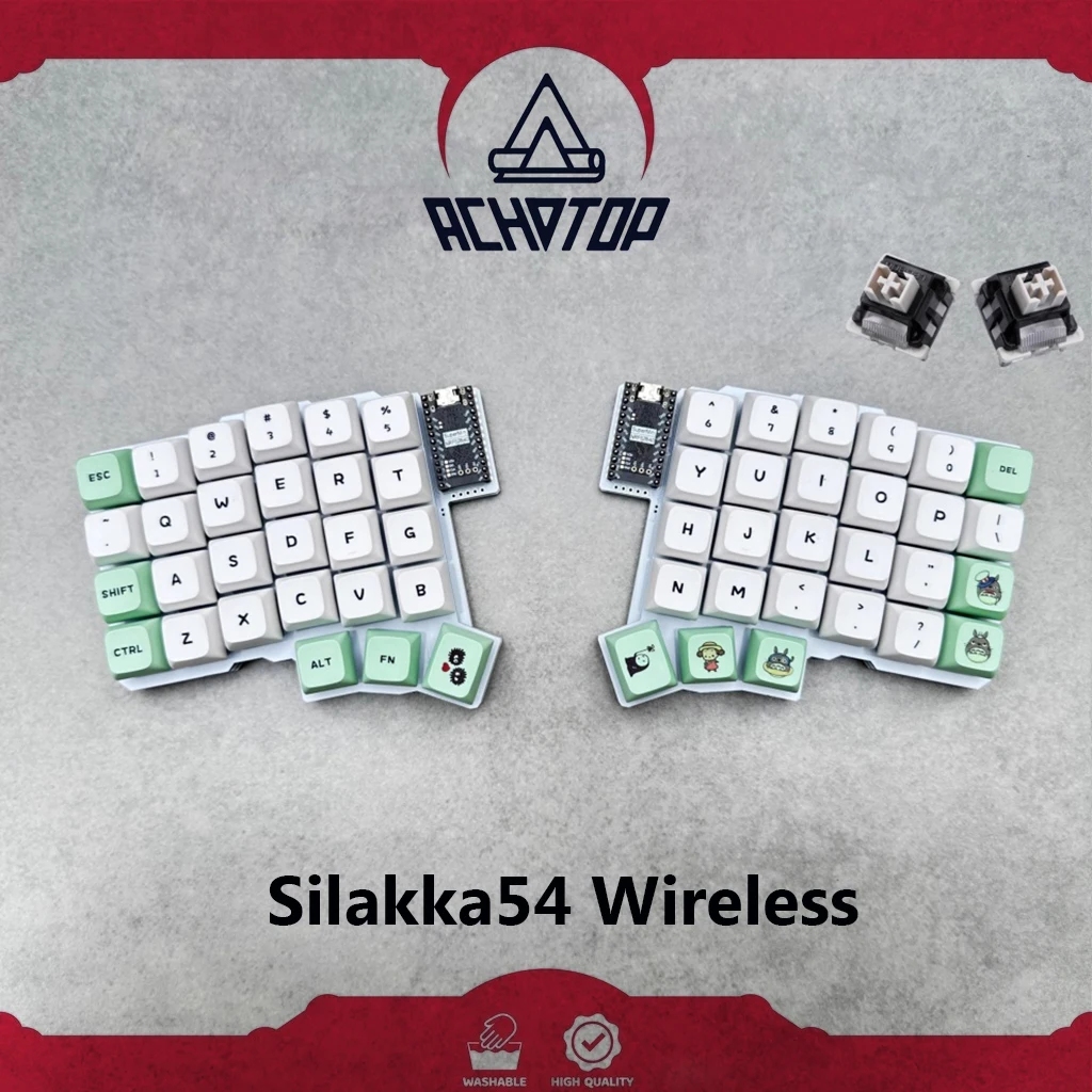 

Silakka54 Split Bluetooth Wireless Keyboard Dual Mode Bluetooth Hot Swap Custom Support ZMK Key Map Change Ergonomics Gift