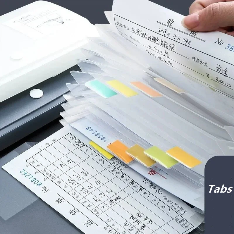 Small Accordion File Folder 13-Pocket Hand-held Expanding File Folder With Tabs PP Wallet Card Ticket Check Bill File Organizer