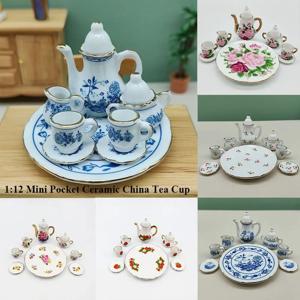 Nuevos Mini accesorios para casa de muñecas de cerámica, 9 estilos, taza de té de China, juego de botellas para casa de muñecas para muñeca BJD 1/6/para muñeca Blythe de 1,5"