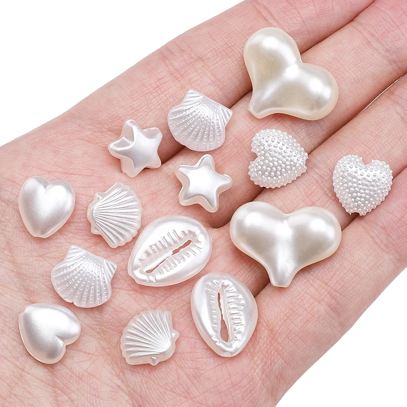 

10-30Pcs White Star Heart Shell Shaped ABS Imitation Pearl Beads Loose Spacer Beads For Jewelry Making DIY Bracelets Accessories