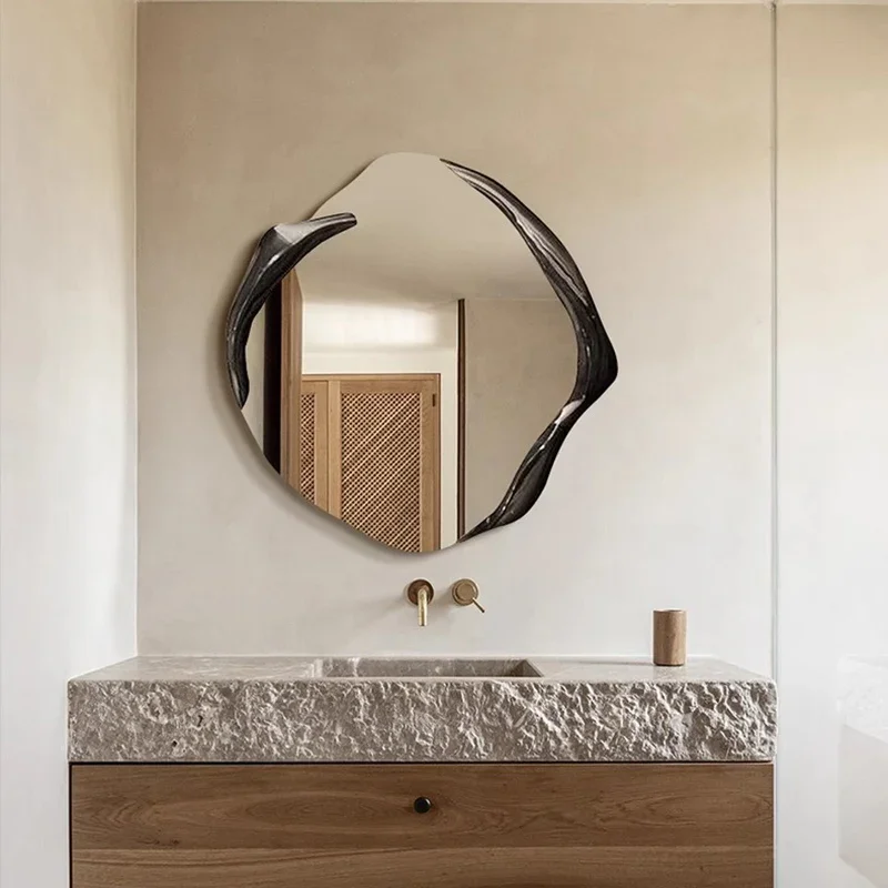 Irregular LED Mirror Light Wall Decoration Art Items Modern Vanity Aesthetic Mirror Nordic Luxury Spiegel Wand Home Products