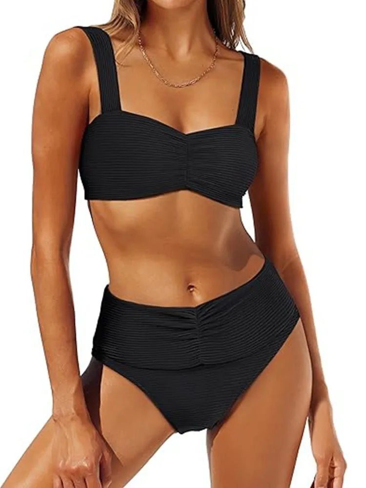 

New Solid Color BikinibikiniSwimwear Sexy Backless High Waist Two-Piece Swimsuit for Women