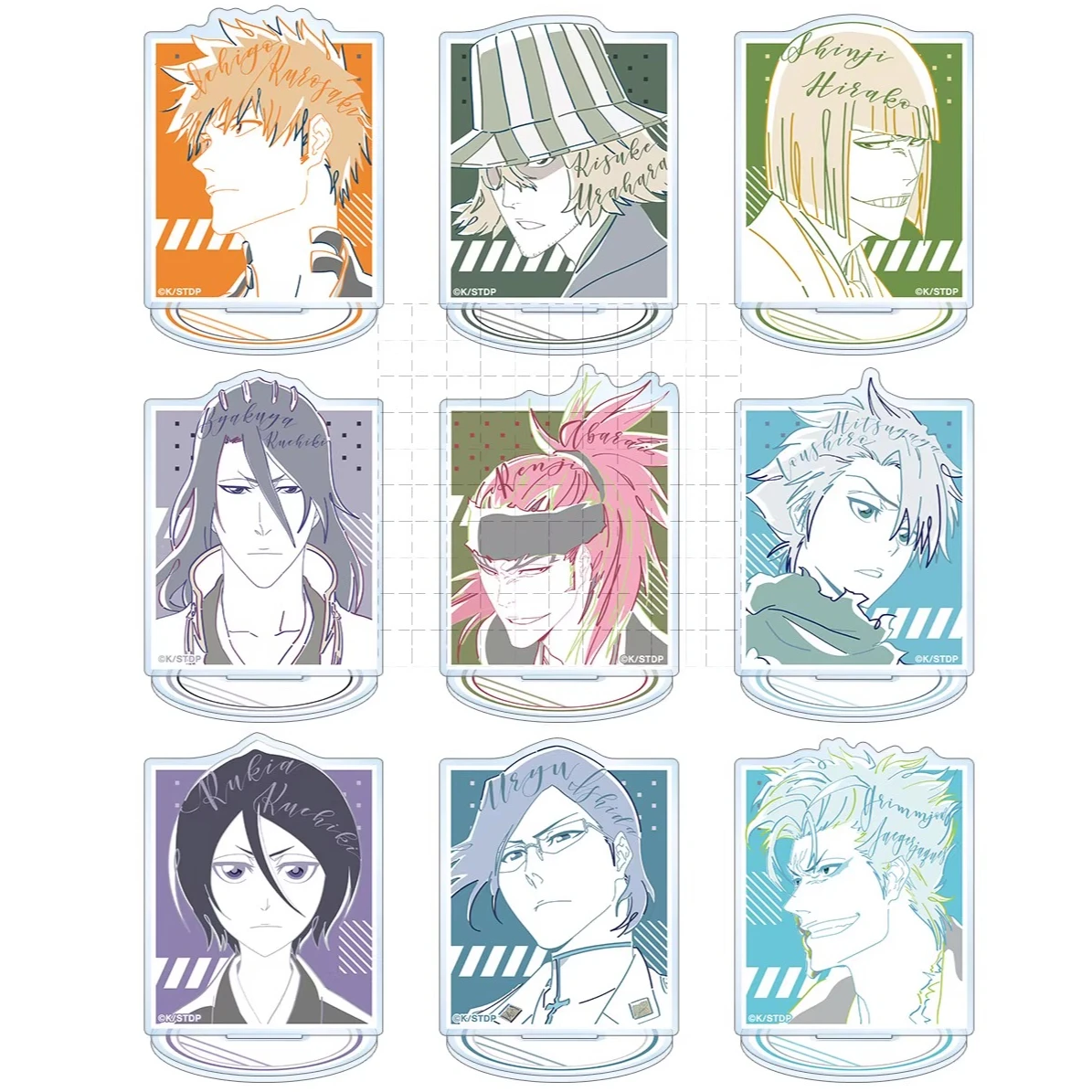 Juego Hitsugaya Toushirou Kurosaki Ichigo Urahara Kisuke Byakuya Kuchiki Rukia muñeco con soporte acrílico figura de Anime juguete para regalo