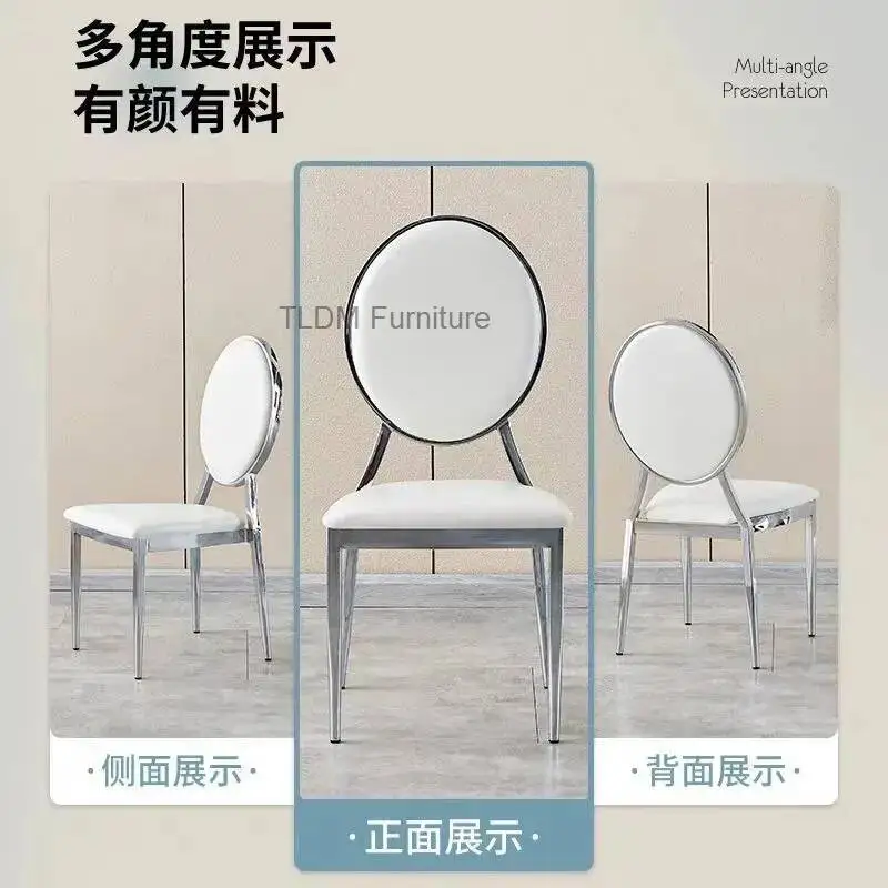 Private Banquet Chair, High-End for Restaurant Chair, Electroplated Rooms Silver Dining Table Chair Restaurant Chair Muebles