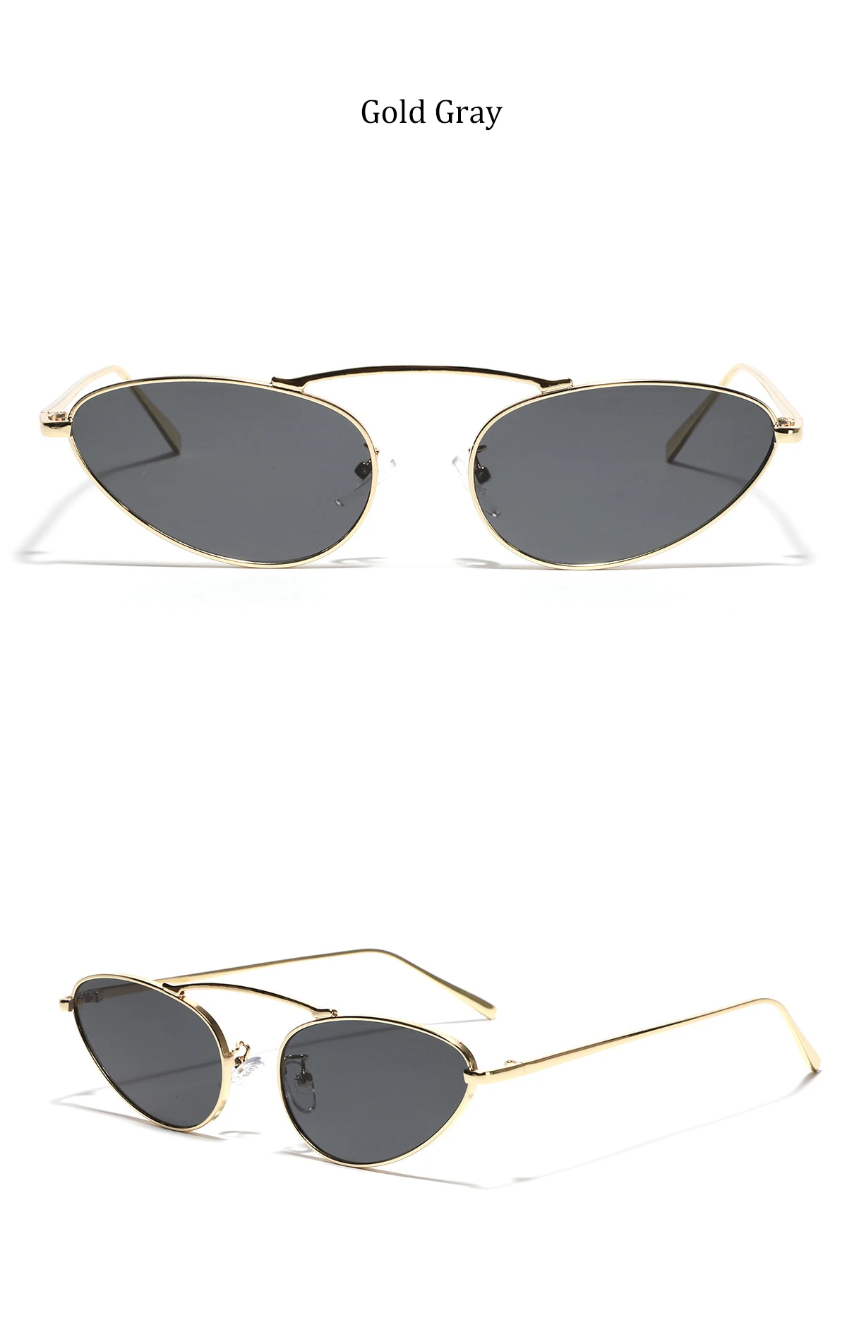 Luxusmarke Cat Eye Sonnenbrille Damen 2025, modisch, einzigartig, klein, oval, Sonnenbrille, trendiger Metallrahmen, coole Dreiecksbrille, UV400 – Detail 9