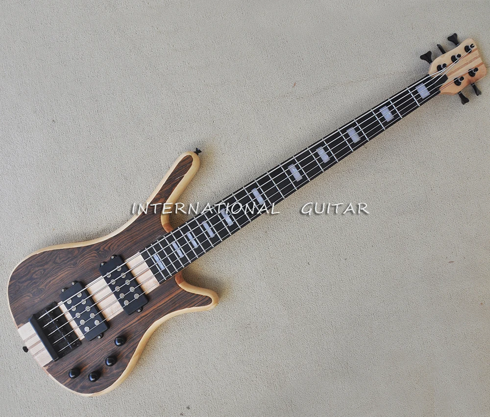 5 Strings Neck-thru-body Electric Bass with Pearled Inlay,Rosewood Fretboard,24 Frets