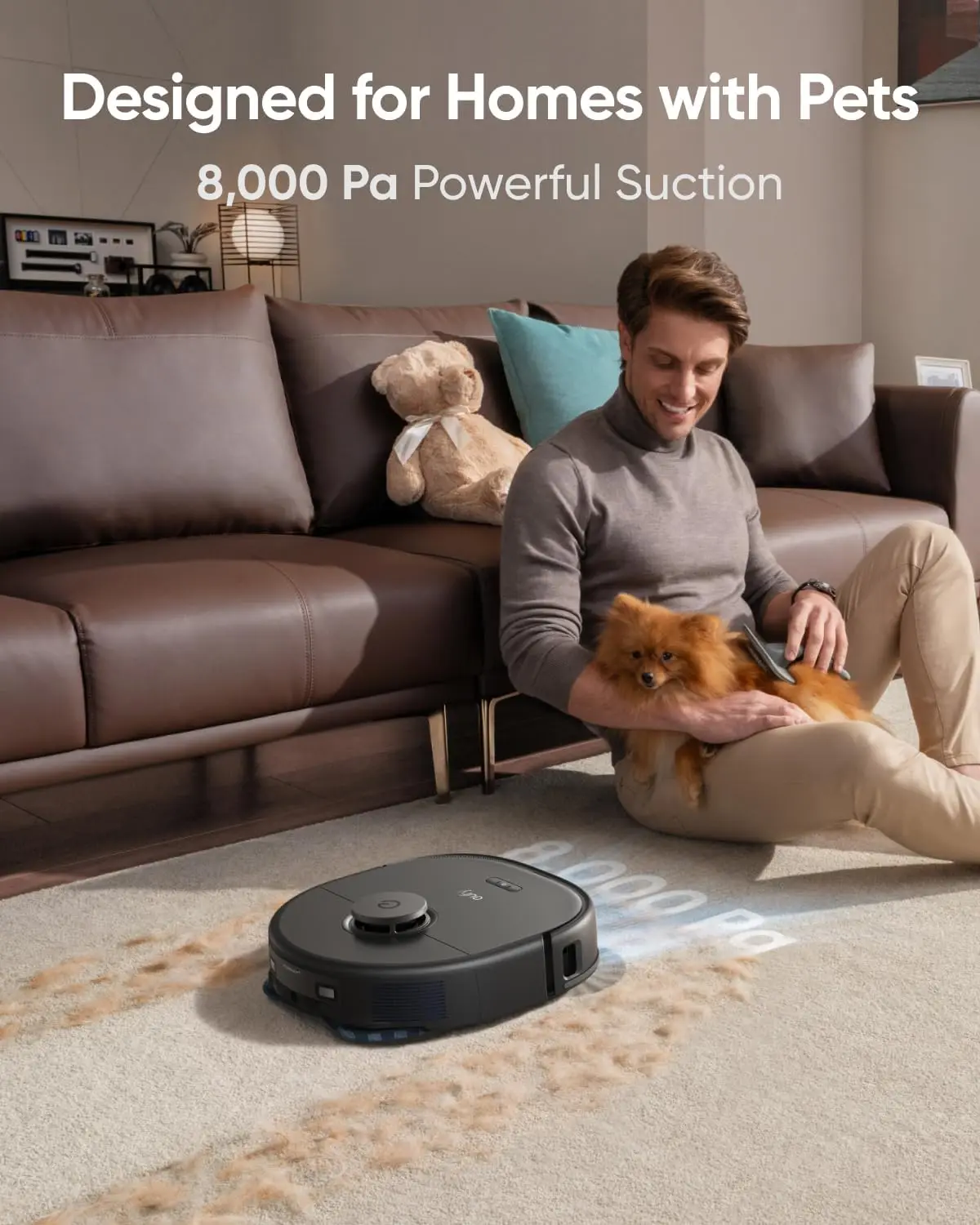 Omni Robot Vacuum and Mop with 8,000 Pa Suction, Dual Mops with 12 mm Auto-Lift and Carpet Detection, AI Obstacle Avoidance