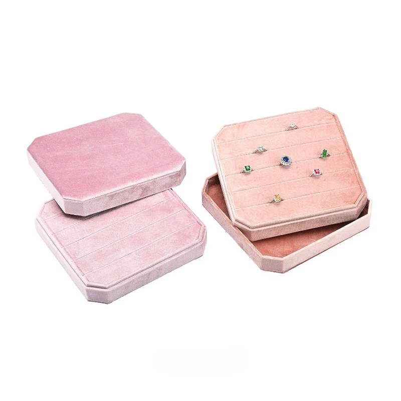 

Counter Ring Display Tray Velvet Ring Storage Box Large Jeweler Rings Organizer Case Woman Gift Luxury Aesthetics Rings Cases