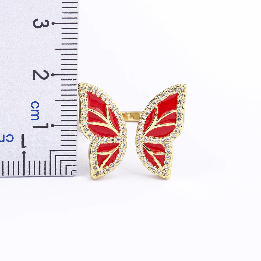 High Quality New Style INS Butterfly Enamel Dripping Oil Glazed Geometric Ring 5 Colors for Women Party Friendship Jewelry Gift