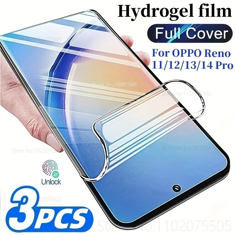 

3Pack Full-Screen Coverage Protective Film for Oppo Reno 11/12/13 Pro 11F10 High-Definition Hydrogel Film Reno 14/14 Pro 12F 13F